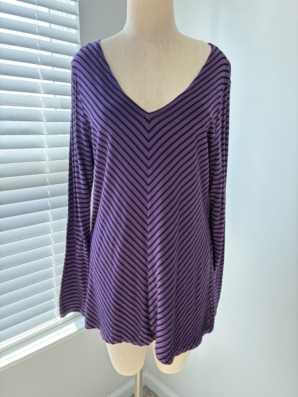 Cut Loose Women's Purple Stripe V-Neck Tunic